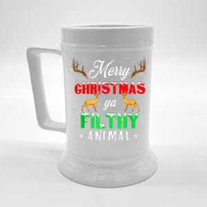 Funny Alone At Home Movies Merry Christmas You Filty Animal Beer Stein