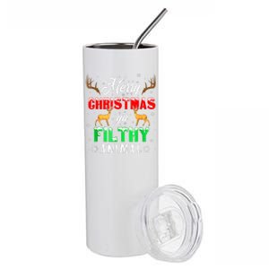 Funny Alone At Home Movies Merry Christmas You Filty Animal Stainless Steel Tumbler