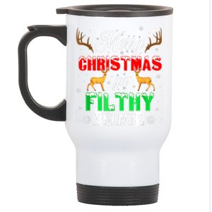 Funny Alone At Home Movies Merry Christmas You Filty Animal Stainless Steel Travel Mug