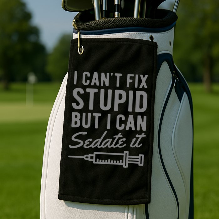 Funny Anesthesiologist Anesthesia Gift Fix Stupid Golf Towel
