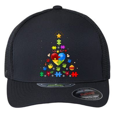 Funny Autism Awareness Christmas Tree Flexfit Unipanel Trucker Cap