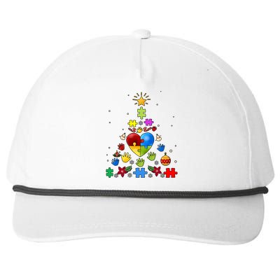 Funny Autism Awareness Christmas Tree Snapback Five-Panel Rope Hat