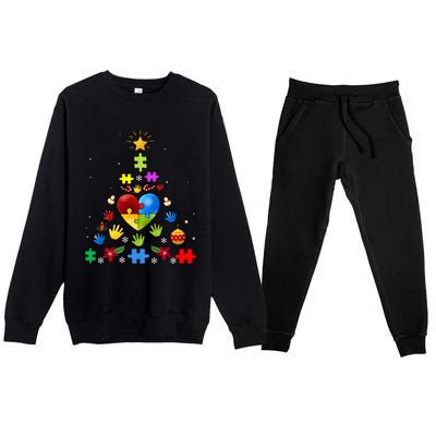 Funny Autism Awareness Christmas Tree Premium Crewneck Sweatsuit Set