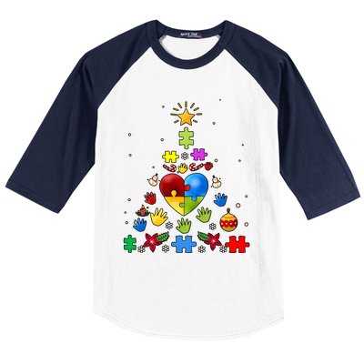 Funny Autism Awareness Christmas Tree Baseball Sleeve Shirt