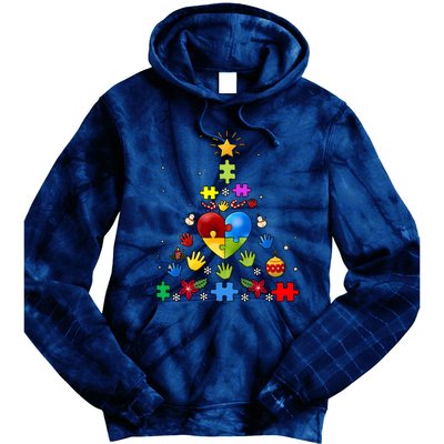 Funny Autism Awareness Christmas Tree Tie Dye Hoodie