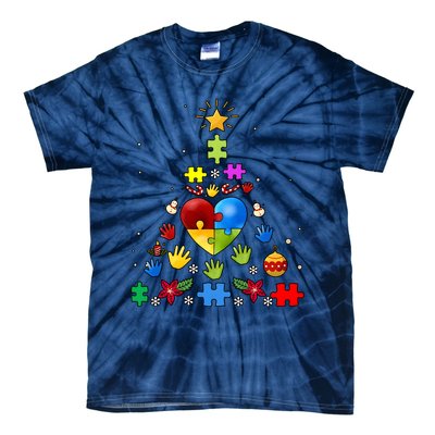 Funny Autism Awareness Christmas Tree Tie-Dye T-Shirt