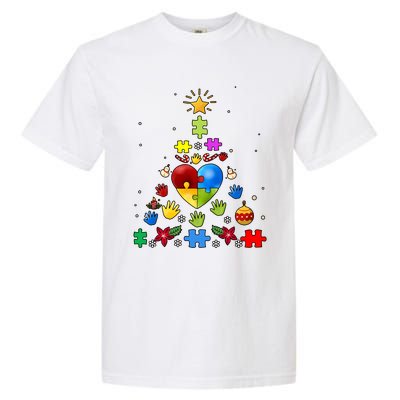 Funny Autism Awareness Christmas Tree Garment-Dyed Heavyweight T-Shirt