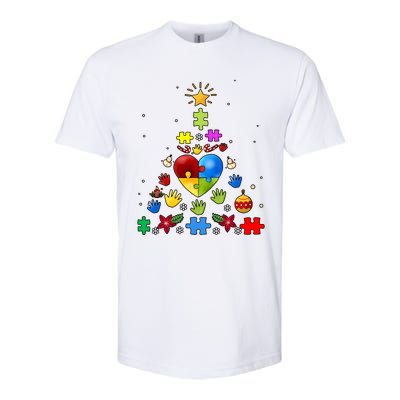 Funny Autism Awareness Christmas Tree Softstyle CVC T-Shirt