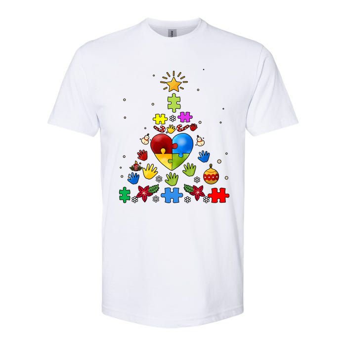 Funny Autism Awareness Christmas Tree Softstyle CVC T-Shirt