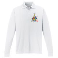 Funny Autism Awareness Christmas Tree Performance Long Sleeve Polo