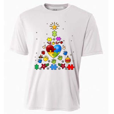 Funny Autism Awareness Christmas Tree Cooling Performance Crew T-Shirt