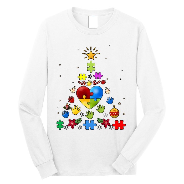 Funny Autism Awareness Christmas Tree Long Sleeve Shirt