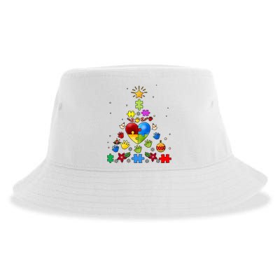 Funny Autism Awareness Christmas Tree Sustainable Bucket Hat