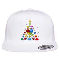 Funny Autism Awareness Christmas Tree Flat Bill Trucker Hat