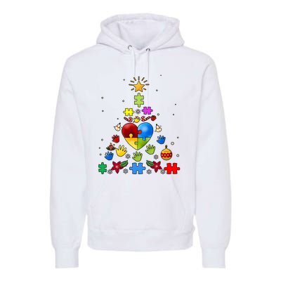 Funny Autism Awareness Christmas Tree Premium Hoodie