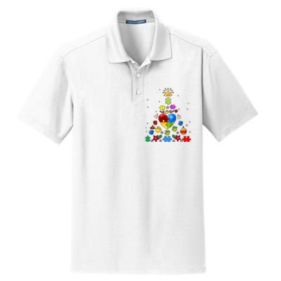 Funny Autism Awareness Christmas Tree Dry Zone Grid Polo