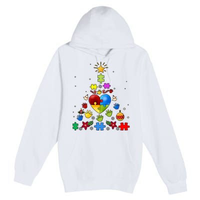 Funny Autism Awareness Christmas Tree Premium Pullover Hoodie