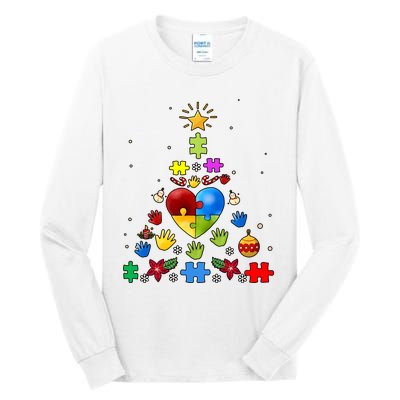 Funny Autism Awareness Christmas Tree Tall Long Sleeve T-Shirt