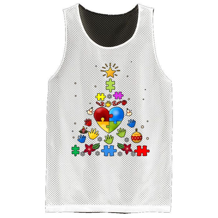 Funny Autism Awareness Christmas Tree Mesh Reversible Basketball Jersey Tank