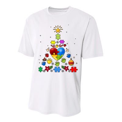 Funny Autism Awareness Christmas Tree Performance Sprint T-Shirt