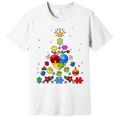 Funny Autism Awareness Christmas Tree Premium T-Shirt