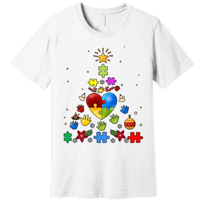 Funny Autism Awareness Christmas Tree Premium T-Shirt