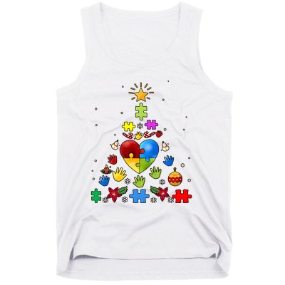 Funny Autism Awareness Christmas Tree Tank Top