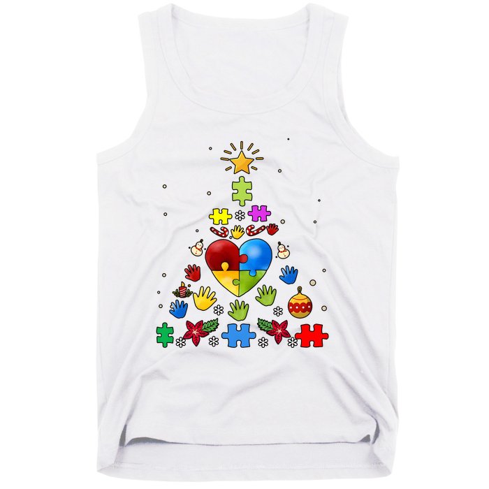 Funny Autism Awareness Christmas Tree Tank Top