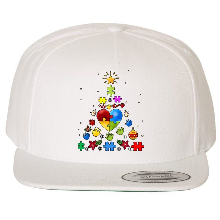 Funny Autism Awareness Christmas Tree Wool Snapback Cap