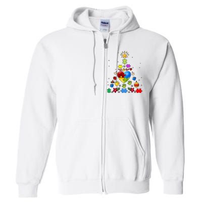 Funny Autism Awareness Christmas Tree Full Zip Hoodie