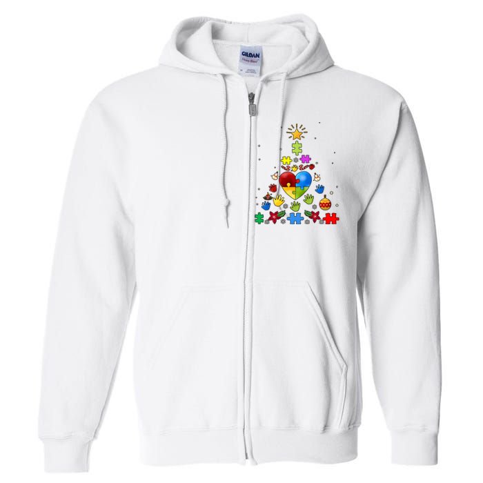 Funny Autism Awareness Christmas Tree Full Zip Hoodie