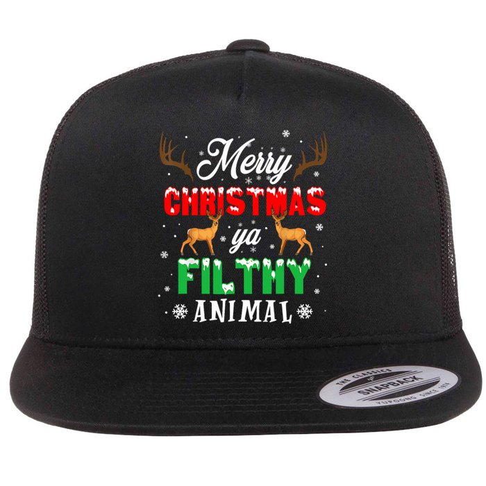 Funny Alone At Home Movies Merry Christmas You Filty Animal Long Sleeve Flat Bill Trucker Hat