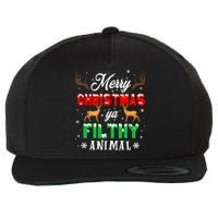 Funny Alone At Home Movies Merry Christmas You Filty Animal Long Sleeve Wool Snapback Cap