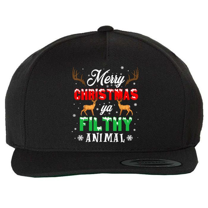 Funny Alone At Home Movies Merry Christmas You Filty Animal Long Sleeve Wool Snapback Cap