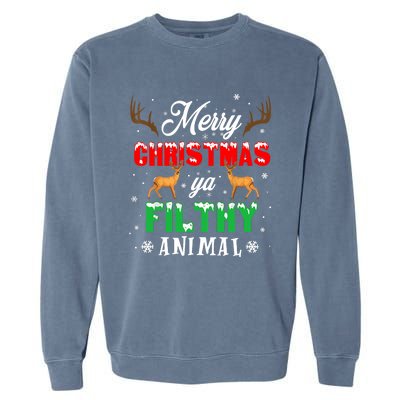 Funny Alone At Home Movies Merry Christmas You Filty Animal Long Sleeve Garment-Dyed Sweatshirt