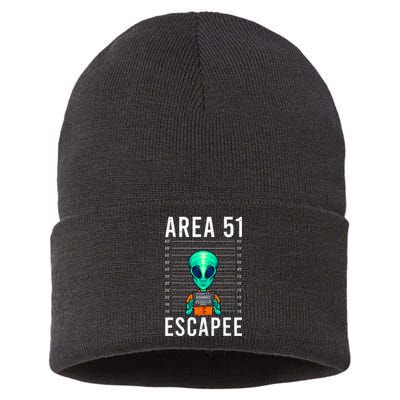 Funny Alien Art Alien Lover Area 51 Escapee Alien Sustainable Knit Beanie