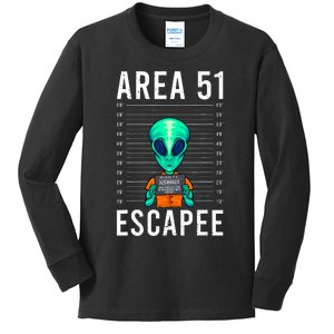 Funny Alien Art Alien Lover Area 51 Escapee Alien Kids Long Sleeve Shirt