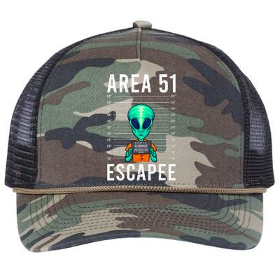 Funny Alien Art Alien Lover Area 51 Escapee Alien Retro Rope Trucker Hat Cap