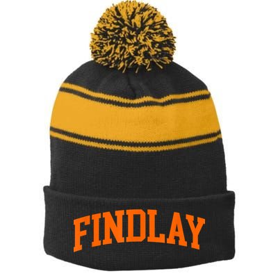 Findlay Arch Athletic College University Alumni Style Stripe Pom Pom Beanie
