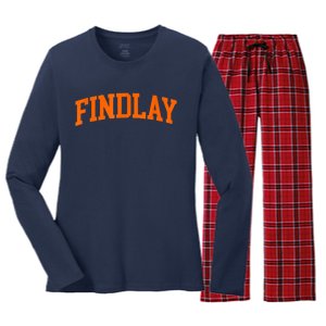 Findlay Arch Athletic College University Alumni Style Women's Long Sleeve Flannel Pajama Set 