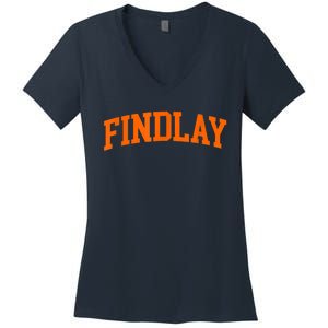 Findlay Arch Athletic College University Alumni Style Women's V-Neck T-Shirt