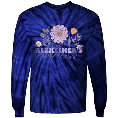 Flowers Alzheimer Awareness Dementia Awareness Alzheimers Walk Forget Me Not Tie-Dye Long Sleeve Shirt