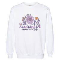 Flowers Alzheimer Awareness Dementia Awareness Alzheimers Walk Forget Me Not Garment-Dyed Sweatshirt