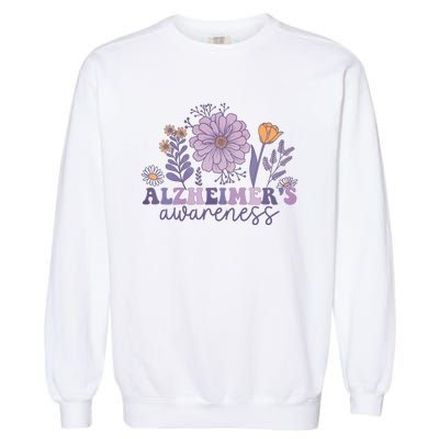 Flowers Alzheimer Awareness Dementia Awareness Alzheimers Walk Forget Me Not Garment-Dyed Sweatshirt