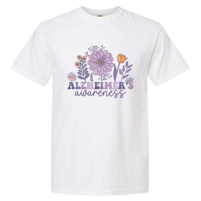 Flowers Alzheimer Awareness Dementia Awareness Alzheimers Walk Forget Me Not Garment-Dyed Heavyweight T-Shirt