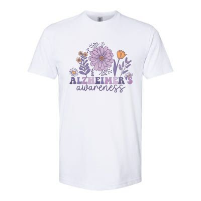 Flowers Alzheimer Awareness Dementia Awareness Alzheimers Walk Forget Me Not Softstyle CVC T-Shirt