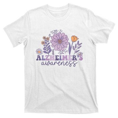 Flowers Alzheimer Awareness Dementia Awareness Alzheimers Walk Forget Me Not T-Shirt