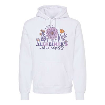 Flowers Alzheimer Awareness Dementia Awareness Alzheimers Walk Forget Me Not Premium Hoodie