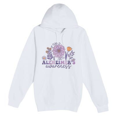 Flowers Alzheimer Awareness Dementia Awareness Alzheimers Walk Forget Me Not Premium Pullover Hoodie