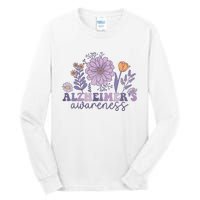 Flowers Alzheimer Awareness Dementia Awareness Alzheimers Walk Forget Me Not Tall Long Sleeve T-Shirt